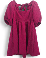 Free People Dress Womens S Ari Mini Magenta Pink Textured Puff Sleeve EUC Photo 0