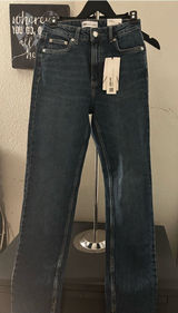 Zara Dark Blue Straight-Leg Women’s Jeans Photo 0