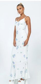 Princess Polly Sing Along Maxi Dress White Blue Floral Photo 0