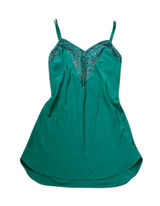 Vintage Victoria’s Secret 90s Emerald Green Satin Lace Slip Dress Coquette Photo 0