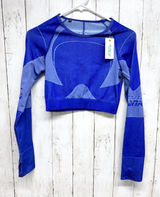 Gymshark Top Women‎ Chest XS Turbo Seamless Crop Top Blue Compression Athletic Photo 0