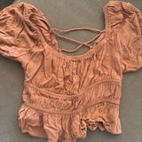 Lush Clothing Boutique Orange Ruffle Tie Back Top Photo 0