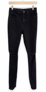Time & Tru Womens Jeans Sz 6 Petite‎ Black Distressed High Rise Skinny Denim Photo 0