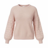 Women's Cream Textured Knit Balloon Sleeve Sweater Size L Photo 0