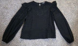 Express‎ Women's Black Long Sleeve Lace Top Dressy Trendy Party Classy Size XS Photo 0