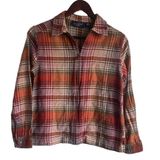 Giselle Apparel Women Zip‎ Front Plaid Shacket Small Orange Cabincore Western Photo 0