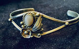 Vintage Sterling Silver Mother of Pearl Split-Shank Cuff Bracelet Photo 0