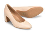 Sofft Lana Latte Patent Leather Pumps Womens 8M Cream Block Heel Dress Shoes Photo 0