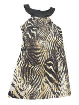 Guess Jeans Womens Zebra Animal Print Halter Neck Mini Dress Black Gold XS Photo 0