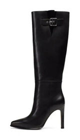 PAIGE Hazel Black Leather Knee Heel Boots Size 7.5 Photo 0