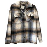 Altar'd State Plaid Oversized Jacket Coat Size XS Blue‎ Taupe Buttons Pockets Photo 0