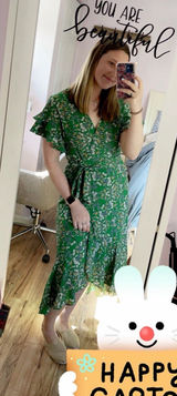 Max Studio Green Floral Wrap Dress Photo 0