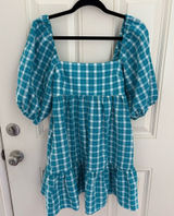 Amanda Uprichard Lucietta in Dress Sutton Plaid Blue Square Neck Size XS Photo 0