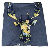 John Deere Women's Graphic Tee Deer Floral Print Blue Gray Short Sleeve Large Photo 0