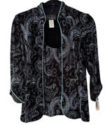 Alex Evenings Womens 2 Piece Twin‎ Set Jacket Tank Paisley Blue Black Small NWT Photo 0