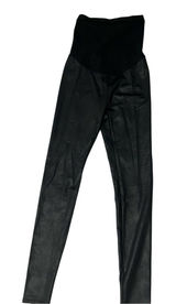 Kohl's Black Faux Leather Maternity Leggings with High Waist Panel Photo 0