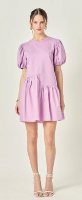 English Factory Women Cotton Mini Dress Medium Purple Preppy Old Money Classic‎ Photo 0