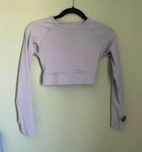 ABYL Seamless Long Sleeve Crop Top Size XS Lilac Thumbholes Gym Workout Active Photo 0