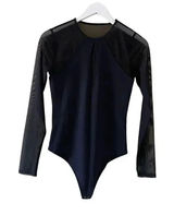 Abercrombie & Fitch Black Soft Long Sleeves Mesh Square Neck Bodysuit SZ S #1112 Photo 0