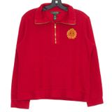 Lauren Ralph Lauren 1/4 Zip Crest Preppy Equestrian Country Club Red Size Large Photo 0