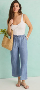 SPLENDID Wide Leg Pant - Lightweight Blue Denim - Size XL - Angie Indigo Pants Photo 0