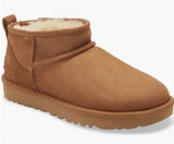 UGG Classic Ultra Mini Chestnut Suede Sheepskin Winter Ankle Boots Womens Size 9 Photo 0