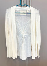 Anthropologie Angel of the North Ivory Linen Blend Open Cardigan Twist Back-S Photo 0