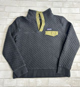 Patagonia Organic Cotton Quilted Snap Pullover in Dark Gray with Olive Accents Photo 0
