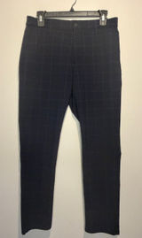 Zara Plaid Print Straight Leg Crop Pants Black White Elastic Waistband SZ M Photo 0