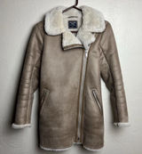 Vintage Y2K Abercrombie Fitch Jacket Womens Small Brown Suede Sherpa Fur 2000's Photo 0