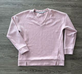 Marc New York V Neck Sweater Womens L Dusty Pink Ribbed Long Sleeve Sweatshirt Photo 0
