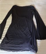 Black long sleeve mini dress with bell sleeves Photo 0