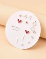 NEW 7 pairs of stud earrings, heart Jewelry, star Earrings bar, silve Photo 0