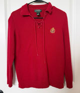 VTG Lauren Ralph Lauren Polo Sweater XS Petite Red Preppy Old Money Crest Logo Photo 0