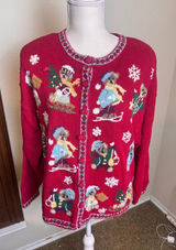 Vintage Heirloom Collectibles Christmas Teddy Bear Cardigan Red XL 1999 Holiday Photo 0
