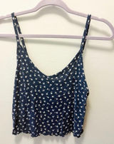 PacSun Navy Blue Floral Spaghetti Strap Tank Top Photo 0
