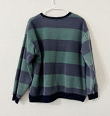 Amazon First Love Green Navy Striped Fleece Sweatshirt Pullover Large Photo 0