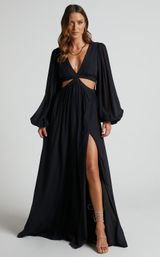 New Showpo Paige Maxi Dress Side Cut Out Balloon Sleeve Dress -Large MSRP $119 Photo 0