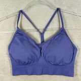 Gymshark Womens Purple Seamless V-Neck Light Support Sports Bra Racerback S Photo 0