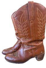 Vintage Miss Capezio Leather Western Boots Womens 9 Brown Cowboy Cowgirl 70s 80s Photo 0