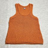 Aerie Women Burnt Orange Crochet Open Knit Tank Top Scoop Neck Small EUC Boho Photo 0