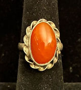 Vintage-Style Oval Carnelian Cabochon Ring size 6.25 Photo 0