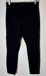 Zara Black Pants Rhinestone Trim High Rise Slim‎ Fit Casual Trousers Size Medium Photo 0