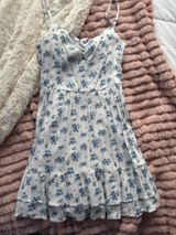 White and Blue Flower Hollister Dress Photo 0