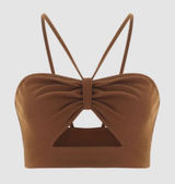NEW Cider halter‎ Crop top Size Small Brown Spaghetti Strap Photo 0