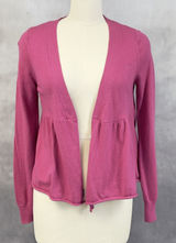 Aerie Cardigan Sweater Womens Large Pink Peplum Open‎ Front Girly Coquette Girly Photo 0