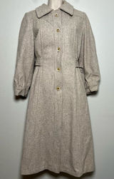 VTG 40s 50s Women Wool Coat Small Tan Longline‎ Hooded Scarf USA Made Lined Photo 0