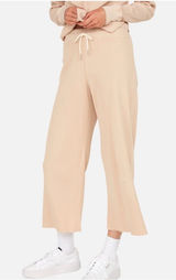 MATE The Label Cropped Wide Leg Waffle Knit Sweatpants in Beige Size XS Photo 0