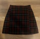 Red Plaid Mini Skirt Photo 0