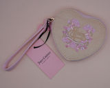 Juicy Couture Juicy In Bloom Heart Straw‎ Coin Purse Pink Floral Wristlet NWT Photo 0